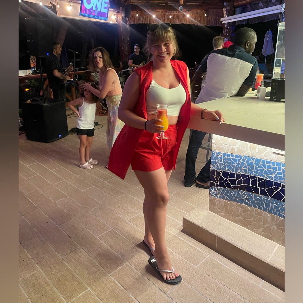 Red two piece set- shorts & vest